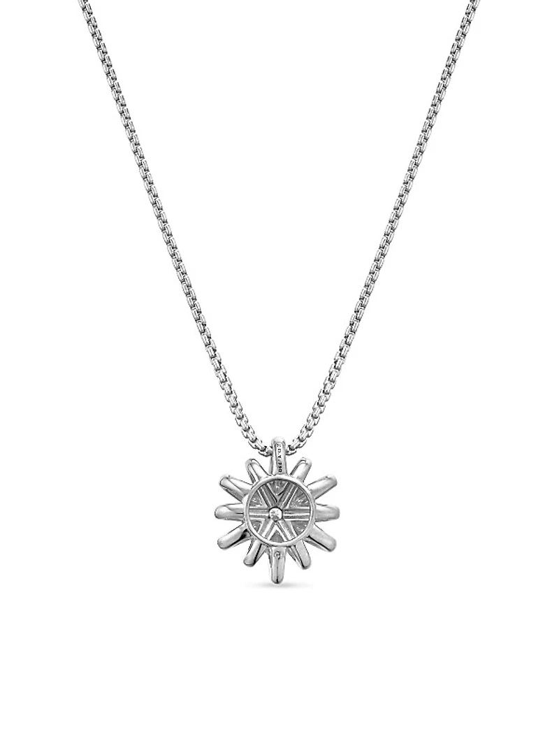 Starburst Pendant Necklace in 18K White Gold with Diamonds, 12mm
