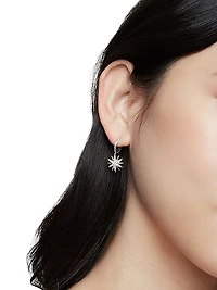Starburst Drop Earrings in Sterling Silver with Diamonds, 25mm