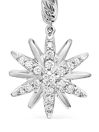 Starburst Drop Earrings in Sterling Silver with Diamonds, 25mm