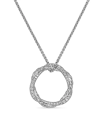 Petite Infinity Pendant Necklace in Sterling Silver with Diamonds, 18mm