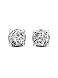 Petite Chatelaine Stud Earrings in Sterling Silver with Pavé Diamonds, 6.5mm