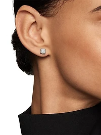 Petite Chatelaine Stud Earrings in Sterling Silver with Pavé Diamonds, 6.5mm