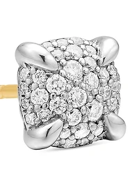 Petite Chatelaine Stud Earrings in Sterling Silver with Pavé Diamonds, 6.5mm