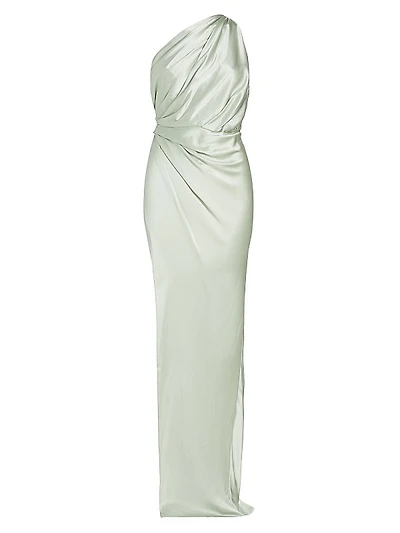 Silk Draped One-Shoulder Gown