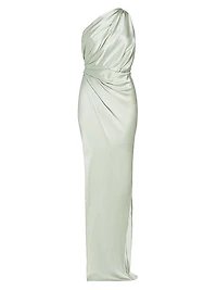 Silk Draped One-Shoulder Gown