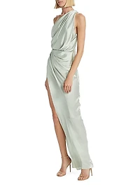 Silk Draped One-Shoulder Gown