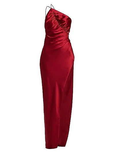 Leaf Silk Satin Gown