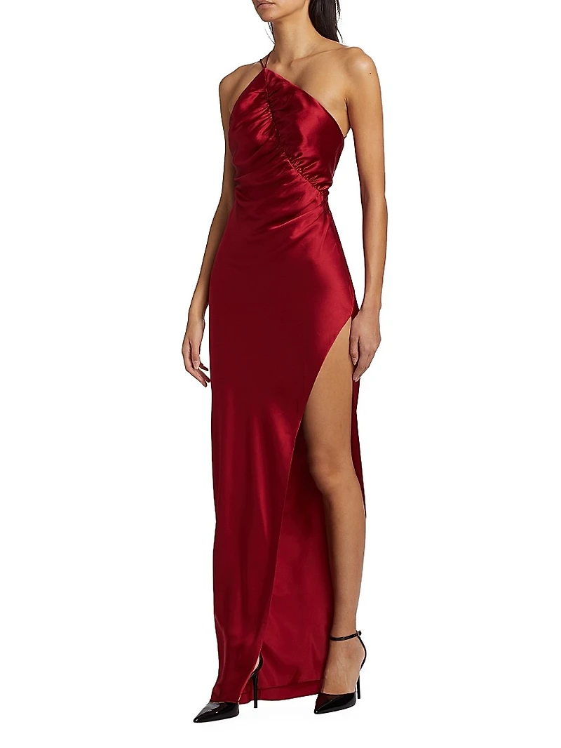 Leaf Silk Satin Gown