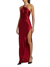 Leaf Silk Satin Gown