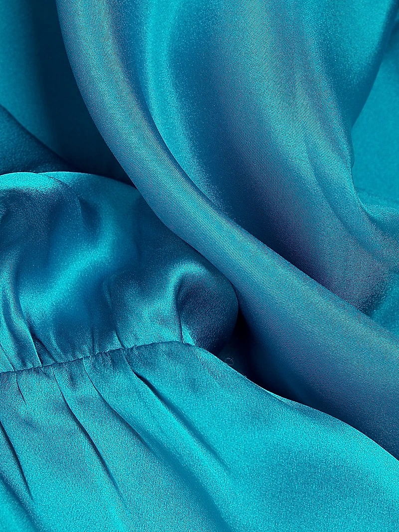 Leaf Silk Satin Midi-Dress