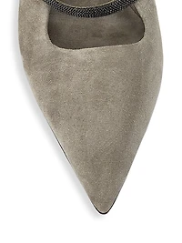 Beaded Suede 80MM Slingback Pumps