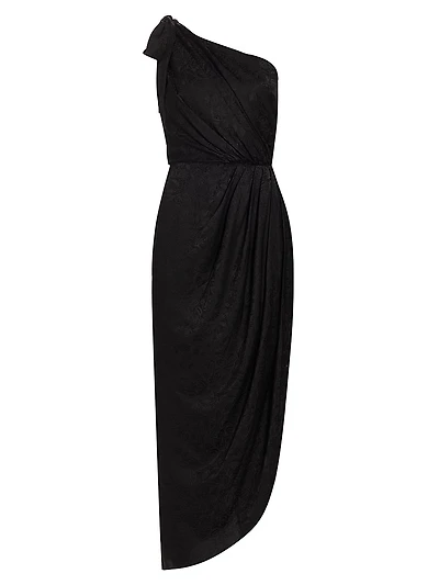 Wildflower Dahlia Silk Midi-Dress