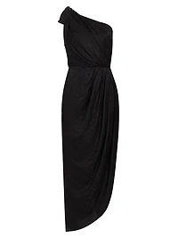 Wildflower Dahlia Silk Midi-Dress