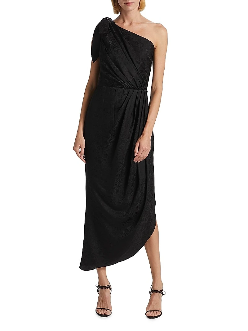 Wildflower Dahlia Silk Midi-Dress