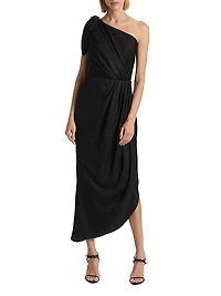 Wildflower Dahlia Silk Midi-Dress