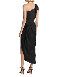 Wildflower Dahlia Silk Midi-Dress