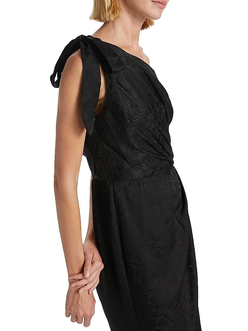 Wildflower Dahlia Silk Midi-Dress