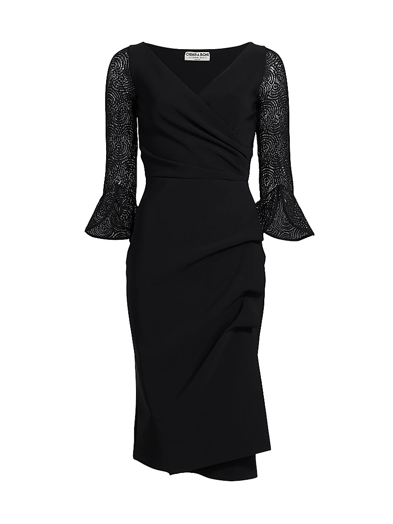 Triana Lace-Sleeve Midi-Dress