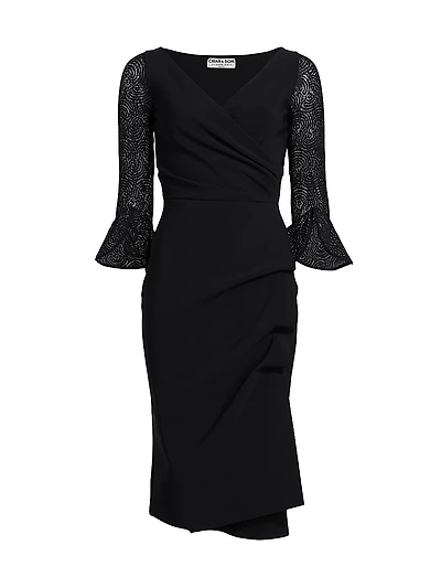 Triana Lace-Sleeve Midi-Dress