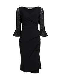 Triana Lace-Sleeve Midi-Dress