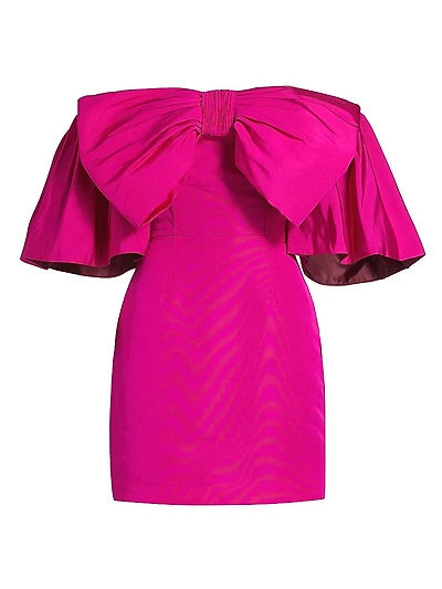 Valentina Silk Bow-Embellished Minidress