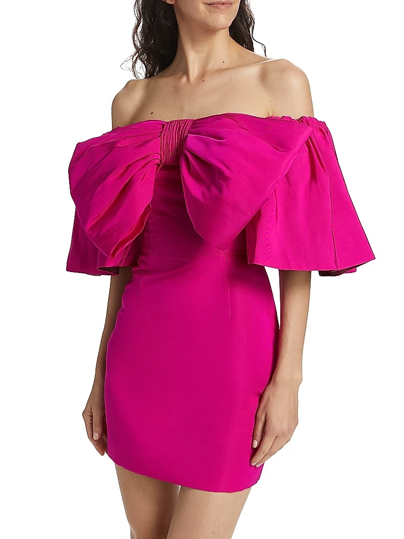 Valentina Silk Bow-Embellished Minidress