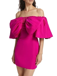 Valentina Silk Bow-Embellished Minidress
