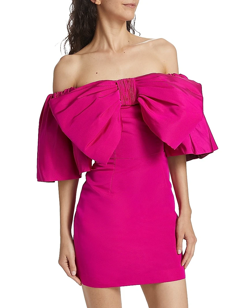 Valentina Silk Bow-Embellished Minidress