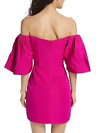 Valentina Silk Bow-Embellished Minidress