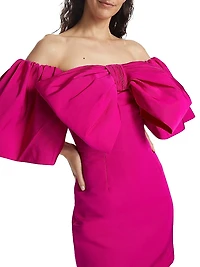 Valentina Silk Bow-Embellished Minidress