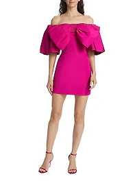 Valentina Silk Bow-Embellished Minidress