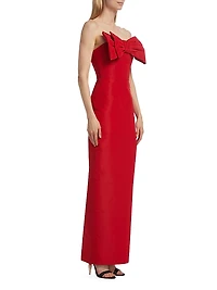 Romina Silk Bow-Embellished Column Gown