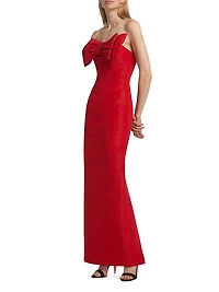 Romina Silk Bow-Embellished Column Gown