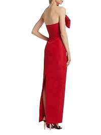 Romina Silk Bow-Embellished Column Gown