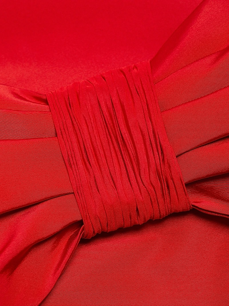 Romina Silk Bow-Embellished Column Gown