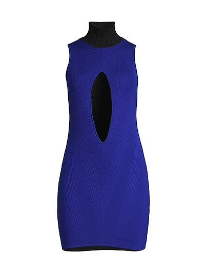 Turtleneck Keyhole Knit Reversible Minidress