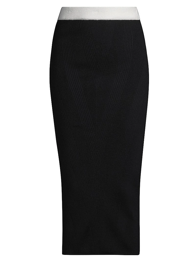 Rib-Knit Wool Midi-Skirt