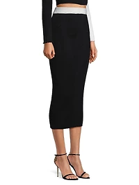 Rib-Knit Wool Midi-Skirt