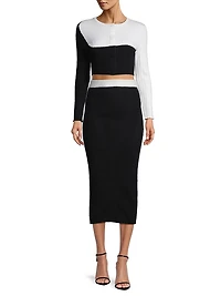 Rib-Knit Wool Midi-Skirt