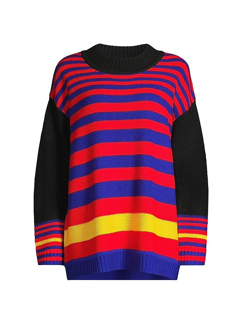 Striped Mock Turtleneck Sweater