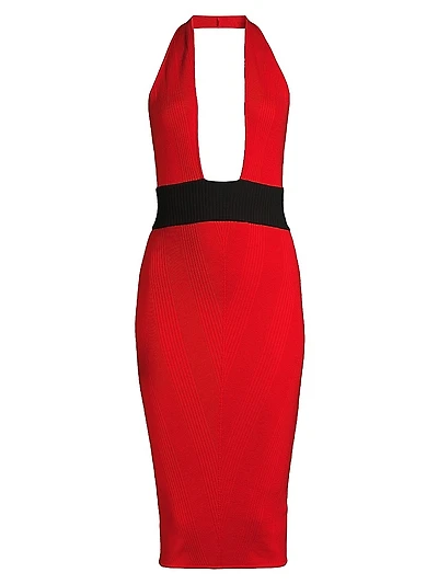 Ribbed Merino Halter Dress