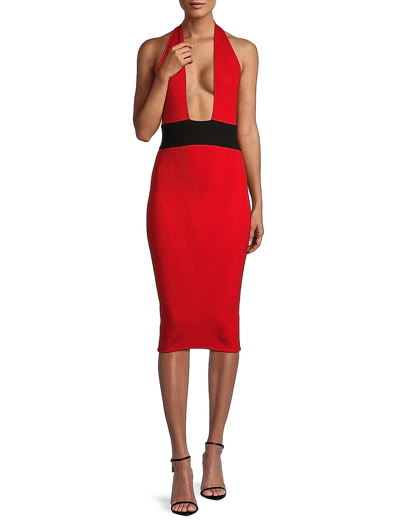 Ribbed Merino Halter Dress