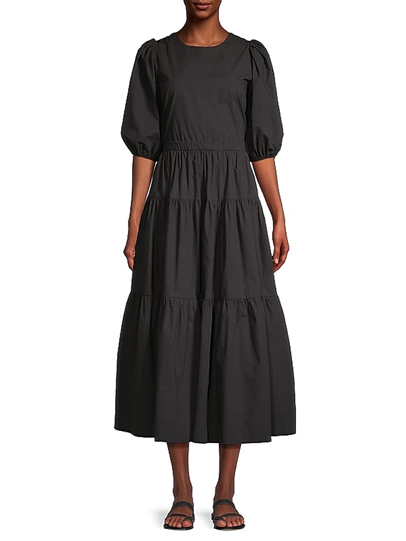 Daphne Poplin Tiered Midi-Dress