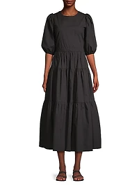 Daphne Poplin Tiered Midi-Dress