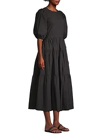 Daphne Poplin Tiered Midi-Dress