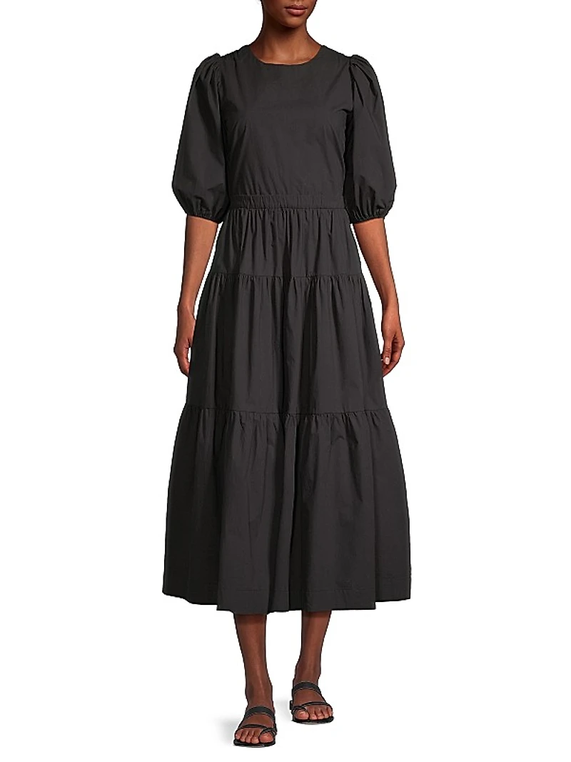 Daphne Poplin Tiered Midi-Dress