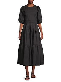 Daphne Poplin Tiered Midi-Dress