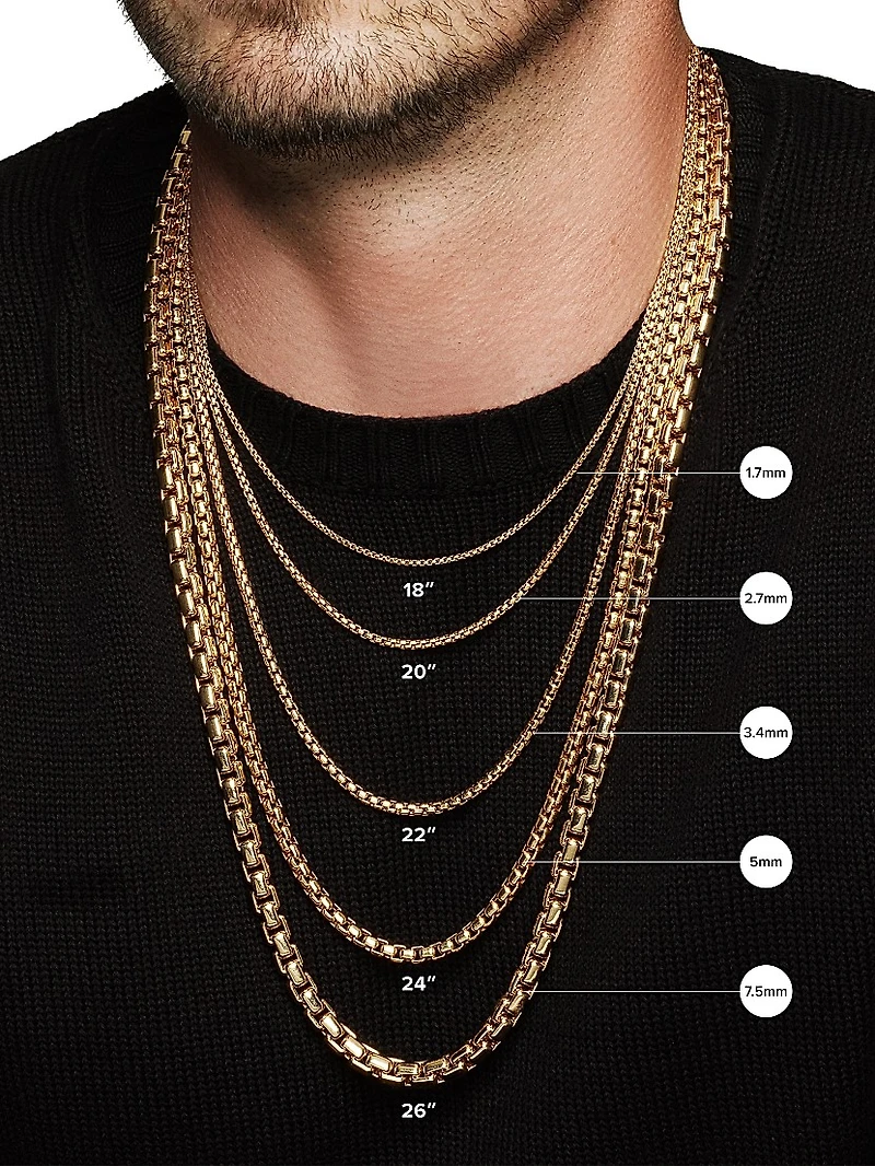 Box Chain Necklace 18K Yellow Gold