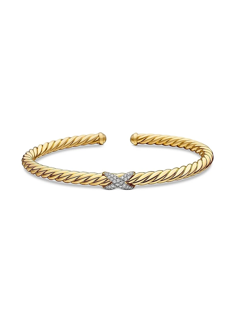 X Cablespira Station Bracelet 18K Yellow Gold