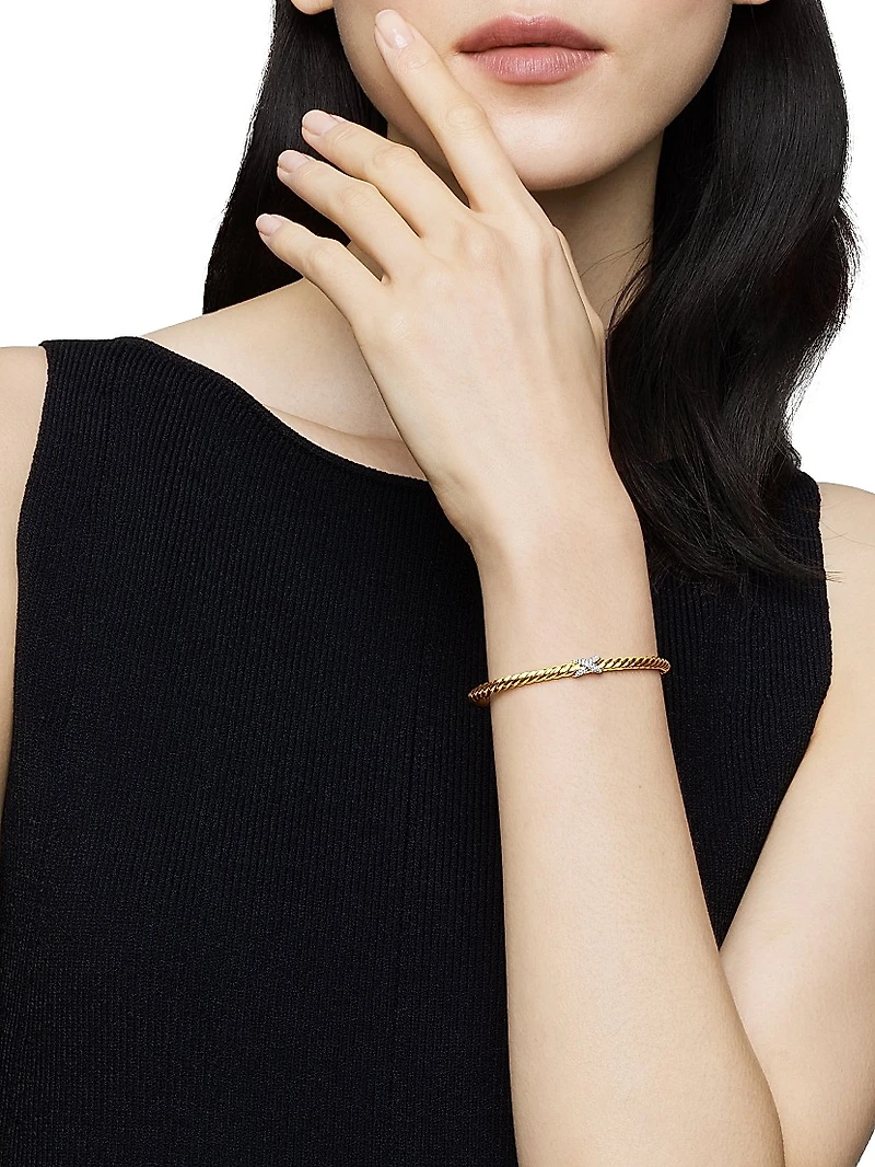 X Cablespira Station Bracelet 18K Yellow Gold